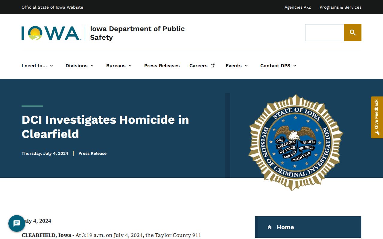 Iowa DPS official Taylor County area arrest release