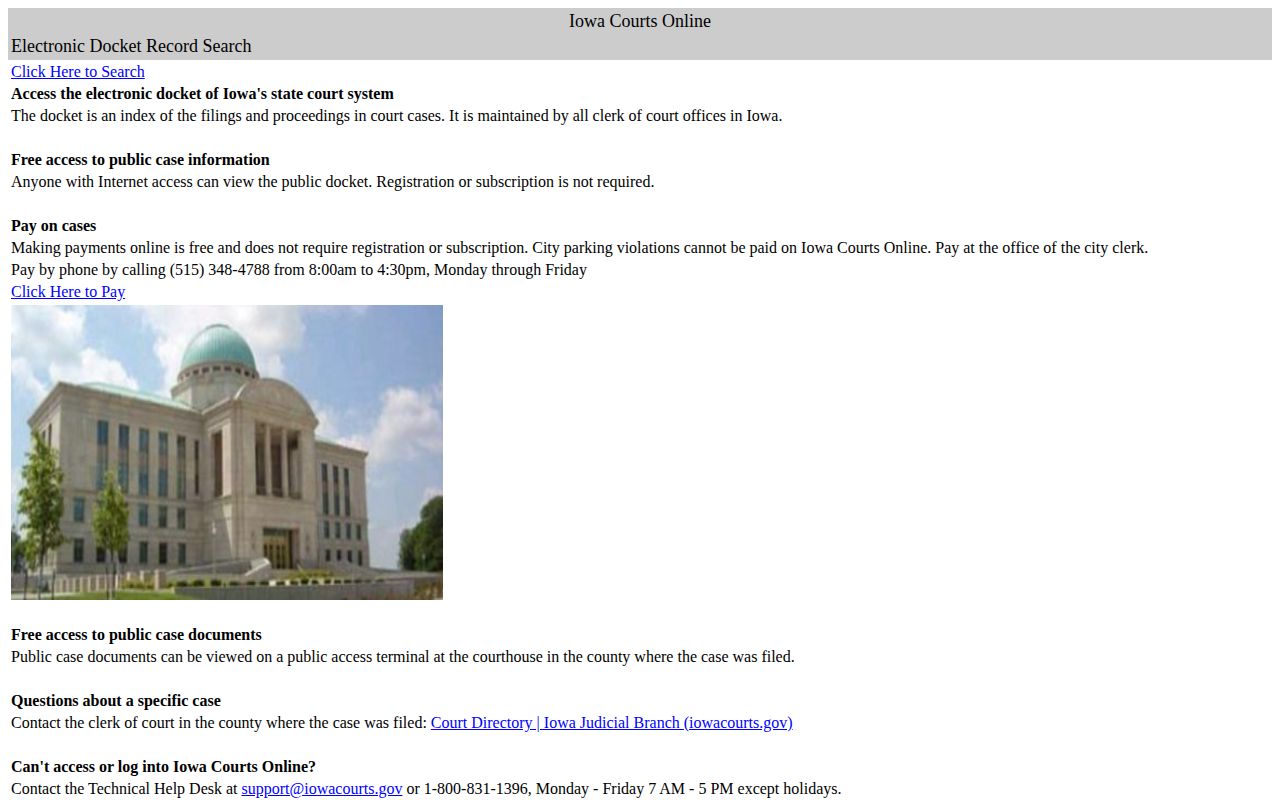 Iowa Courts Online public case search used for Taylor County dispositions